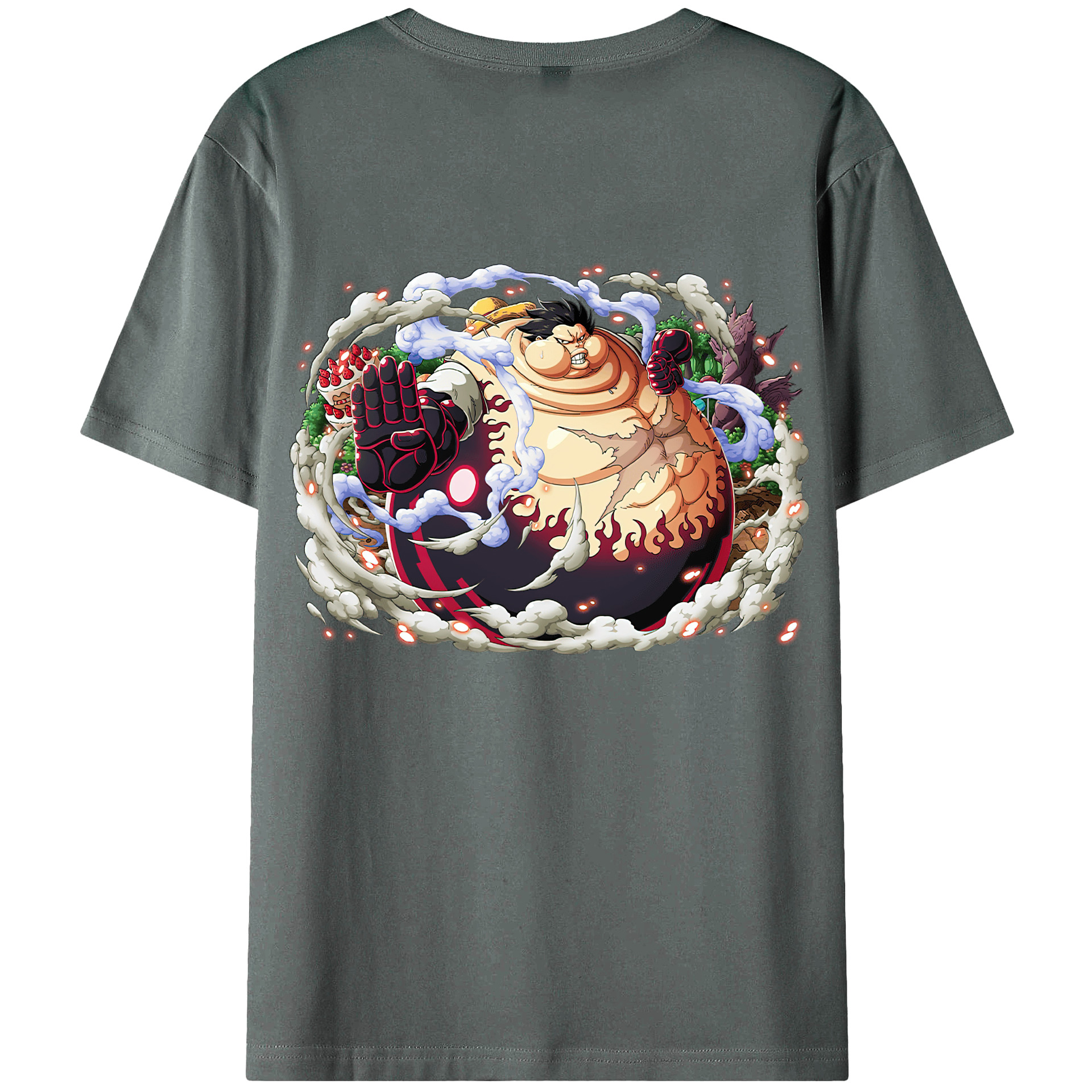 ワンピース モンキー・D・ルフィ ONE PIECE Monkey D. Luffy 綿100％ メンズ半袖Tシャツ（バックプリント） 通気性